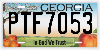 GA license plate PTF7053