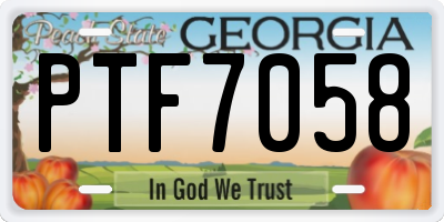 GA license plate PTF7058