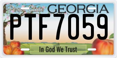 GA license plate PTF7059