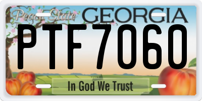 GA license plate PTF7060