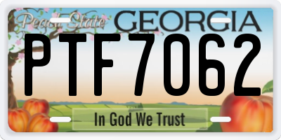 GA license plate PTF7062