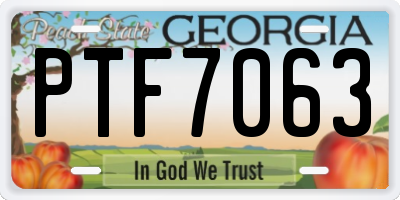 GA license plate PTF7063