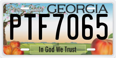 GA license plate PTF7065
