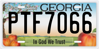 GA license plate PTF7066