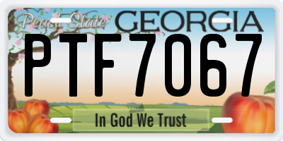 GA license plate PTF7067