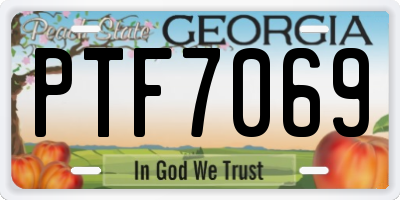GA license plate PTF7069