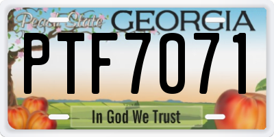 GA license plate PTF7071