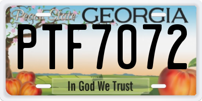 GA license plate PTF7072
