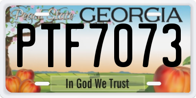 GA license plate PTF7073