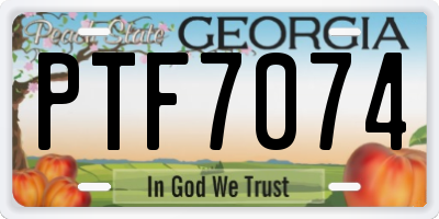 GA license plate PTF7074