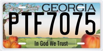 GA license plate PTF7075