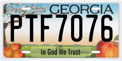 GA license plate PTF7076