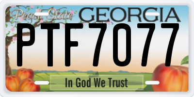 GA license plate PTF7077