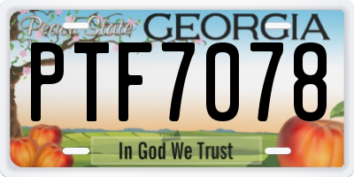 GA license plate PTF7078