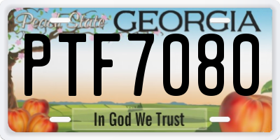 GA license plate PTF7080