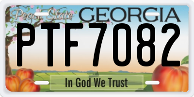 GA license plate PTF7082