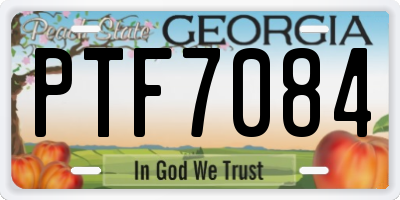 GA license plate PTF7084