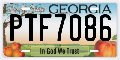 GA license plate PTF7086