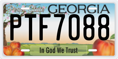 GA license plate PTF7088