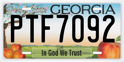 GA license plate PTF7092
