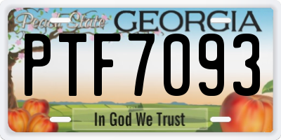 GA license plate PTF7093