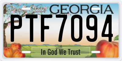 GA license plate PTF7094