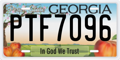 GA license plate PTF7096