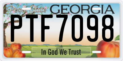 GA license plate PTF7098