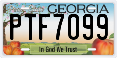 GA license plate PTF7099
