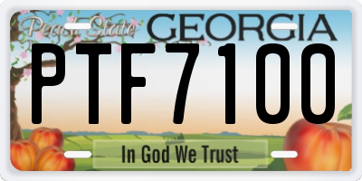 GA license plate PTF7100