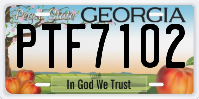 GA license plate PTF7102