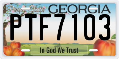 GA license plate PTF7103