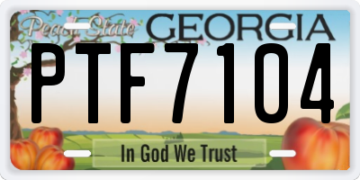 GA license plate PTF7104