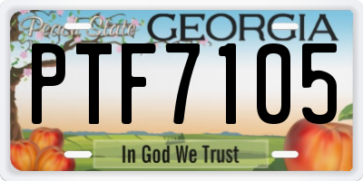 GA license plate PTF7105