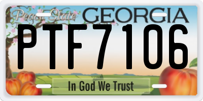 GA license plate PTF7106