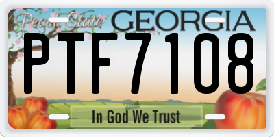 GA license plate PTF7108