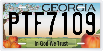 GA license plate PTF7109