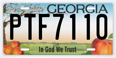 GA license plate PTF7110