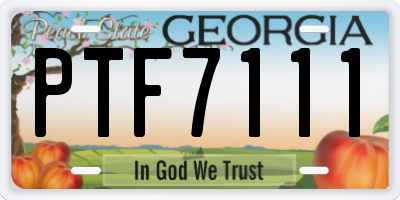 GA license plate PTF7111