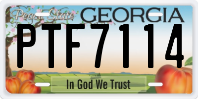 GA license plate PTF7114