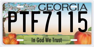 GA license plate PTF7115