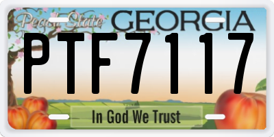 GA license plate PTF7117