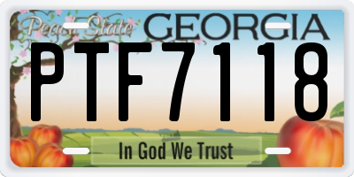 GA license plate PTF7118