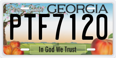 GA license plate PTF7120