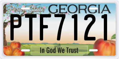 GA license plate PTF7121