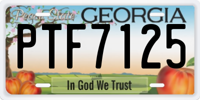 GA license plate PTF7125