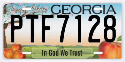 GA license plate PTF7128