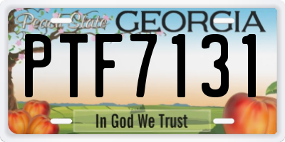 GA license plate PTF7131