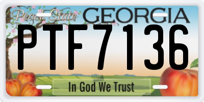 GA license plate PTF7136