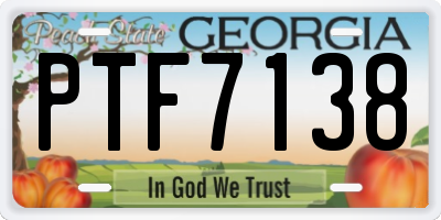 GA license plate PTF7138